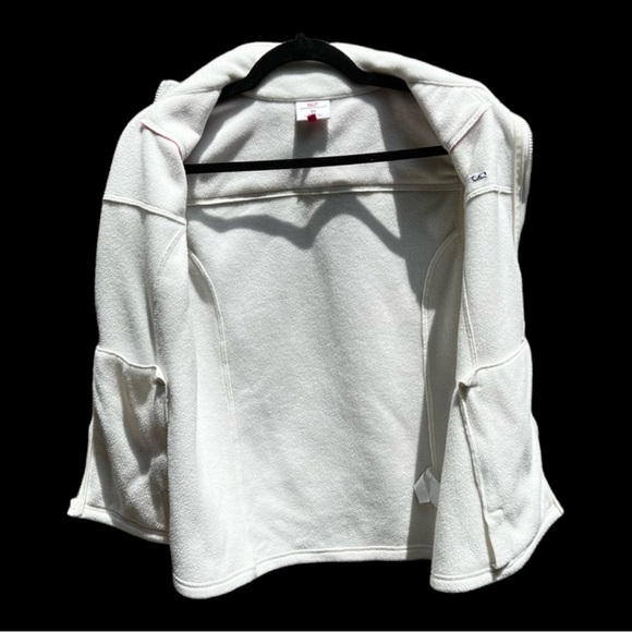 🌻Vineyard Vines White w Pink Accent Full-Zip Sweater Fleece Vest Size XS - Picture 11 of 13